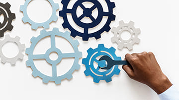 Maulschlüssel an Zahnrad